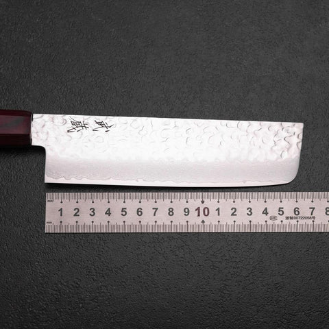 Nakiri AUS-8 Tsuchime Damascus Pakka Handle 165mm