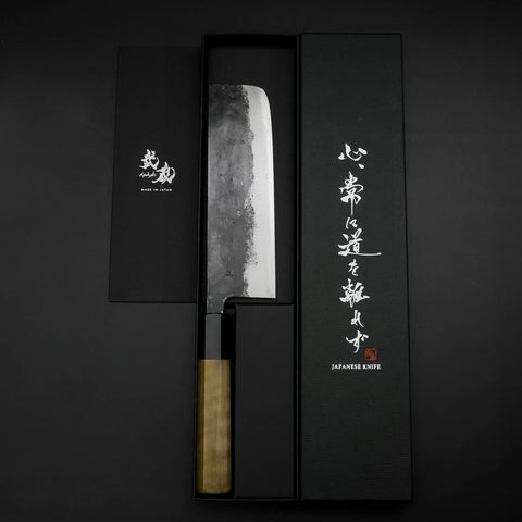 Nakiri Blue Steel #1 Kurouchi Buffalo Magnolia Handle 165mm