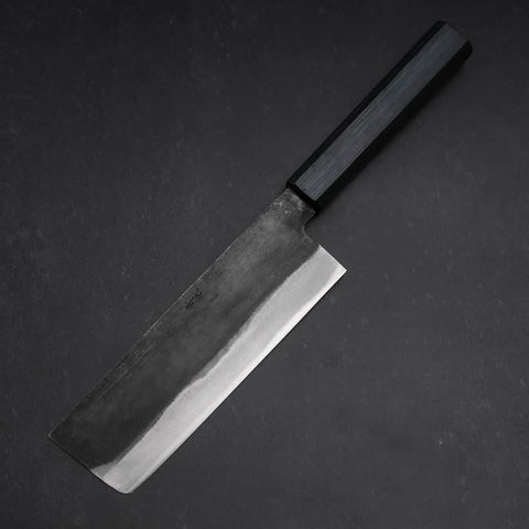 Nakiri Blue Steel #1 Kurouchi Dark Blue Urushi Handle 165mm