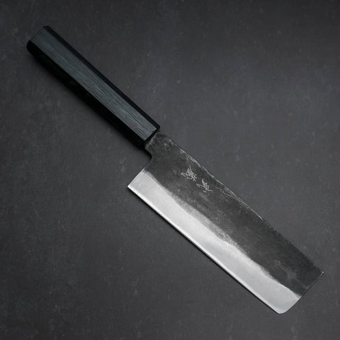 Nakiri Blue Steel #1 Kurouchi Dark Blue Urushi Handle 165mm