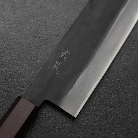 Nakiri Blue Steel #1 Stainless Clad Kurouchi Purple Urushi Handle 165mm