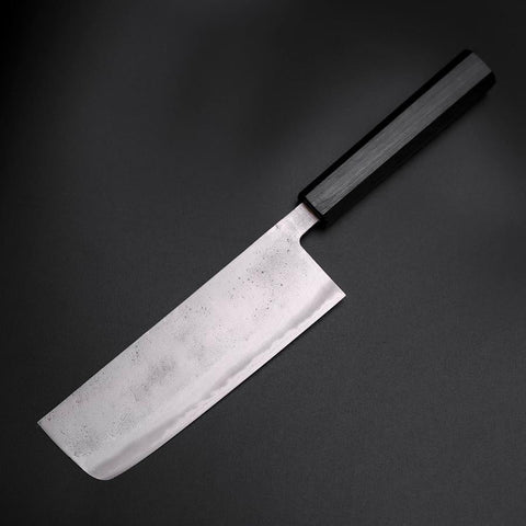 Nakiri Blue Steel #2 Stainless Clad Nashiji Dark Blue Urushi Handle 165mm