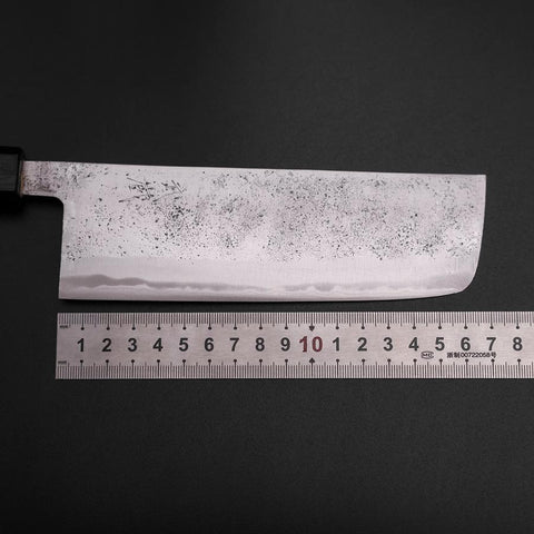 Nakiri Blue Steel #2 Stainless Clad Nashiji Dark Blue Urushi Handle 165mm