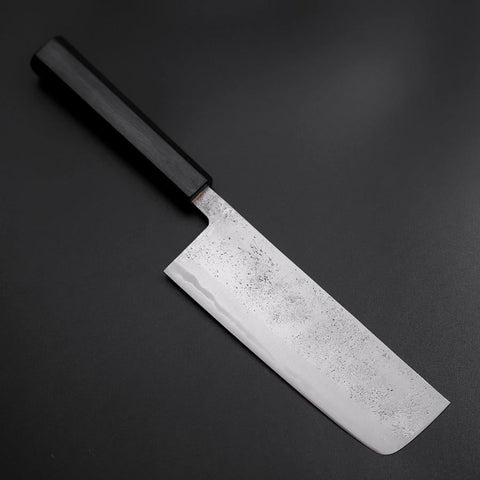 Nakiri Blue Steel #2 Stainless Clad Nashiji Dark Blue Urushi Handle 165mm