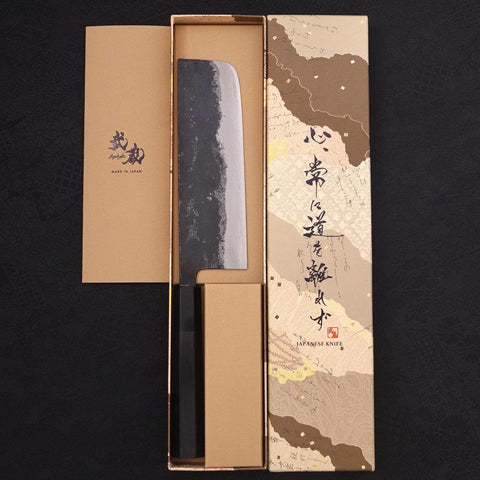 Nakiri Blue Super Kurouchi Buffalo Ebony Handle 165mm