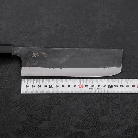 Nakiri Blue Steel #2 Kurouchi Buffalo Teak Handle 165mm