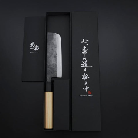 Nakiri Blue Steel #2 Kurouchi Hinoki Handle 135mm