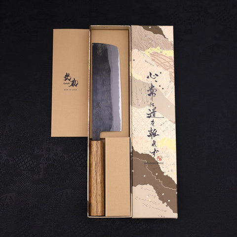 Nakiri Blue Steel #2 Kurouchi Oak Handle 165mm