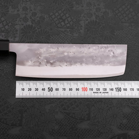 Nakiri Blue Steel #2 Stainless Clad Nashiji Buffalo Teak Handle 165mm