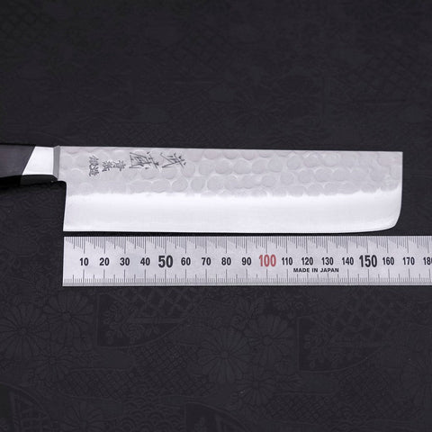 Nakiri Blue Steel #2 Tsuchime Stainless Clad Western Handle 165mm