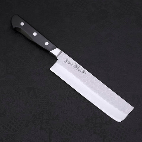 Nakiri Blue Steel #2 Tsuchime Stainless Clad Western Handle 165mm