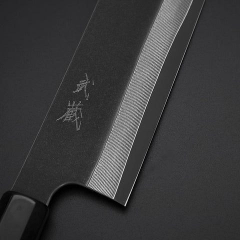 Nakiri Cobalt Stainless HRC62 Kurouchi Damascus  Buffalo Ebony Handle 165mm