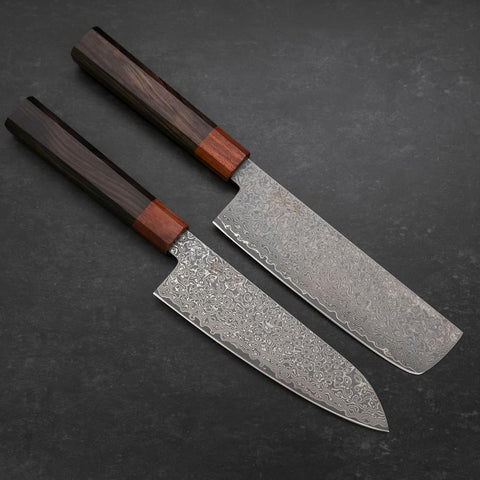 Nakiri & Santoku VG-10 Damas Manche en Ébène et Bois de Rose Sakura set