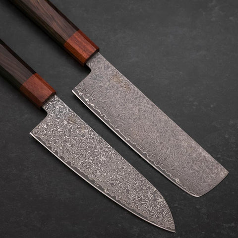 Nakiri & Santoku VG-10 Damas Manche en Ébène et Bois de Rose Sakura set