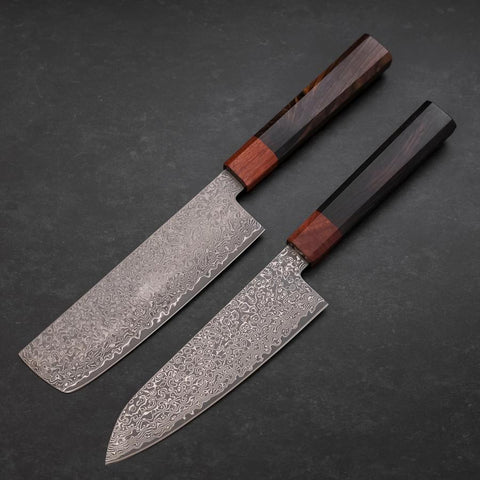 Nakiri & Santoku VG-10 Damas Manche en Ébène et Bois de Rose Sakura set