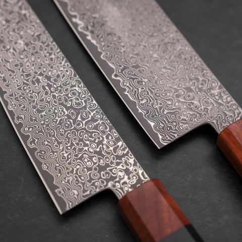 Nakiri & Santoku VG-10 Damas Manche en Ébène et Bois de Rose Sakura set