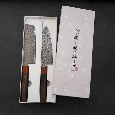 Nakiri & Santoku VG-10 Damas Manche en Ébène et Bois de Rose Sakura set