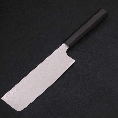 Nakiri Silver Steel #3 Damascus Buffalo Ebony Handle 165mm