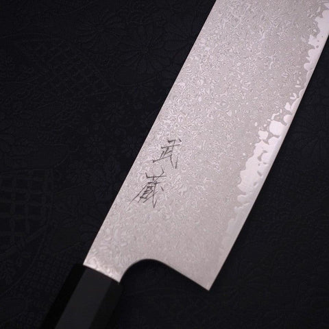Nakiri Silver Steel #3 Damascus Buffalo Ebony Handle 165mm