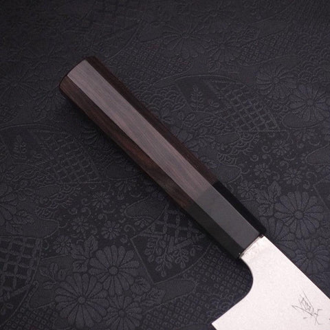 Nakiri Silver Steel #3 Damascus Buffalo Ebony Handle 165mm