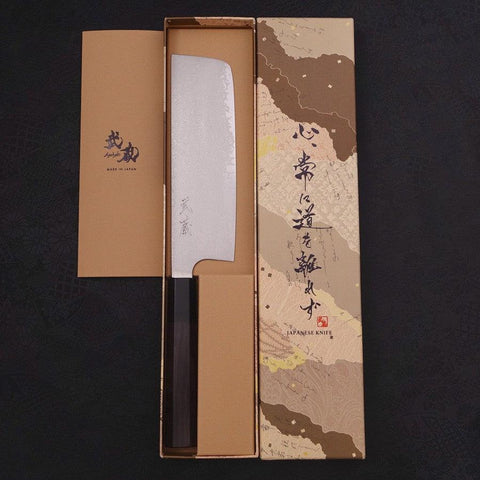 Nakiri Silver Steel #3 Damascus Buffalo Ebony Handle 165mm