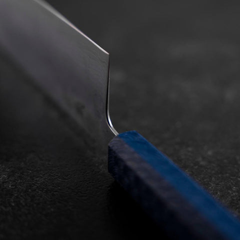 Nakiri Silver Steel #3 Nashiji Mirror Damascus Blue Urushi Handle 165mm