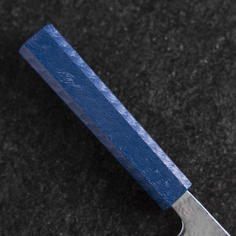Nakiri Silver Steel #3 Nashiji Mirror Damascus Blue Urushi Handle 165mm