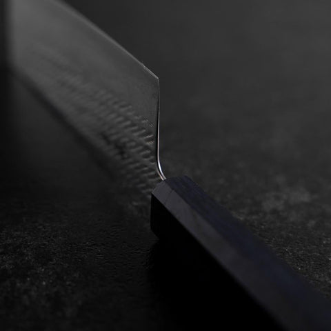Nakiri Silver Steel #3 Nawame Damascus Dark Blue Urushi Handle 165mm
