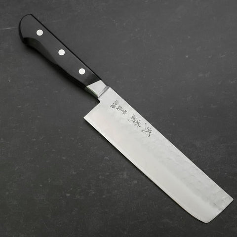 Nakiri Stainless Clad Blue Steel #2 Tsuchime Western Black Handle 170mm