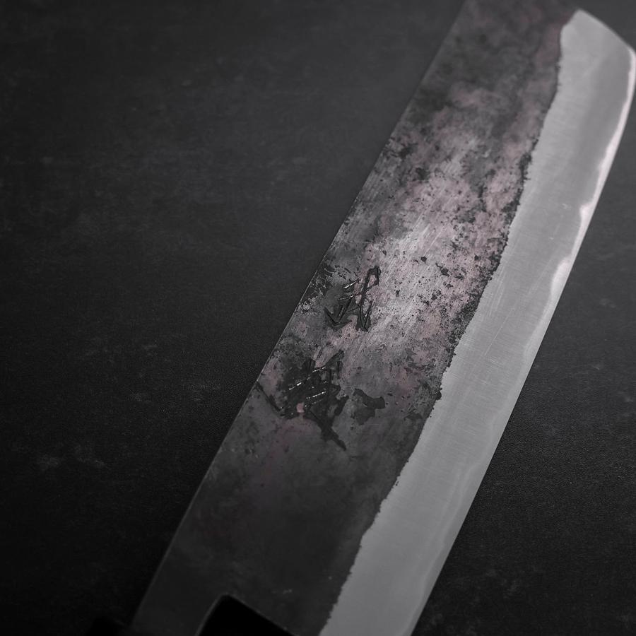 Nakiri Stainless Clad Blue Steel #2 Kurouchi Walnut Handle 165mm