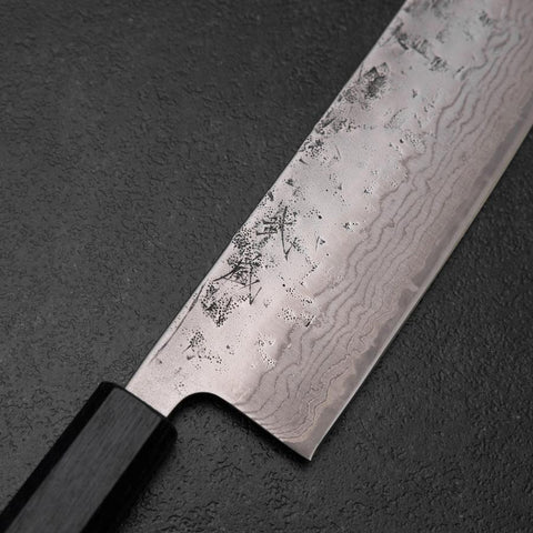 Nakiri Sweden Stainless Steel Nashiji Washi Damascus Blue Urushi Handle 165mm