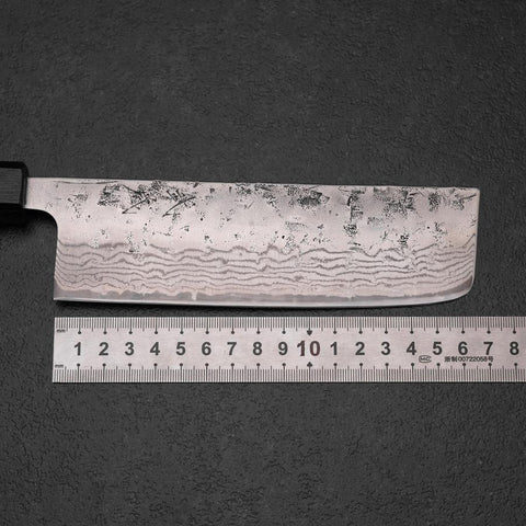 Nakiri Sweden Stainless Steel Nashiji Washi Damascus Blue Urushi Handle 165mm