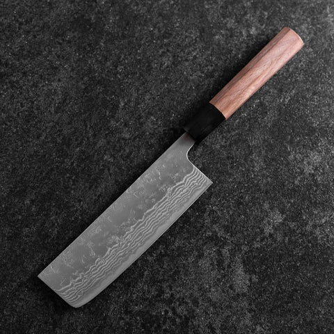 Nakiri Acciaio Inox Svedese Inox Nashiji Washi Damasco Manico Bufalo Noce 165mm