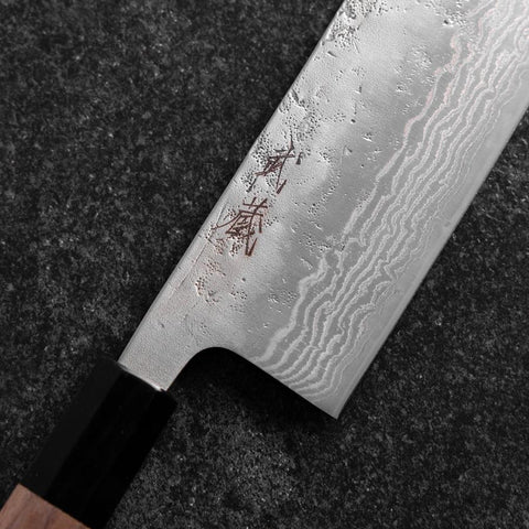 Nakiri Acciaio Inox Svedese Inox Nashiji Washi Damasco Manico Bufalo Noce 165mm