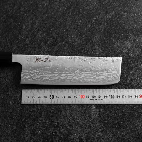Nakiri Acciaio Inox Svedese Inox Nashiji Washi Damasco Manico Bufalo Noce 165mm