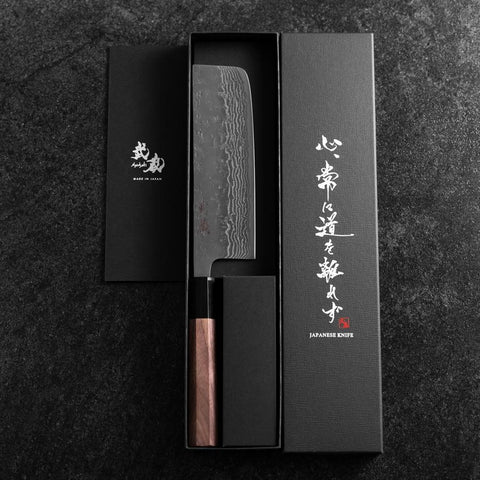 Nakiri Acciaio Inox Svedese Inox Nashiji Washi Damasco Manico Bufalo Noce 165mm