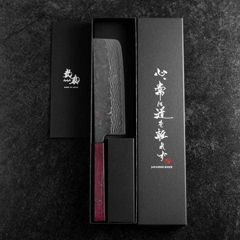 Nakiri Sweden Stainless Steel Nashiji Washi Damascus Purple Urushi Handle 165mm (6.5”)