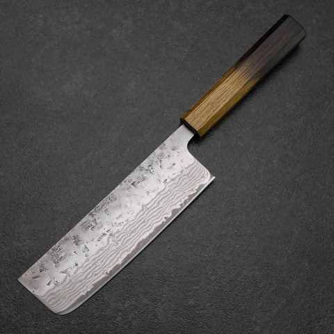 Nakiri Sweden Steel Nashiji Damascus Yaki Urushi Handle 165mm