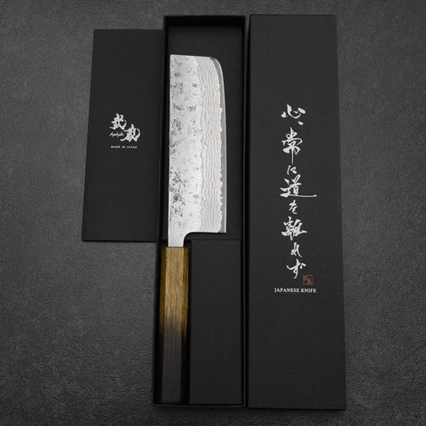Nakiri Sweden Steel Nashiji Damascus Yaki Urushi Handle 165mm