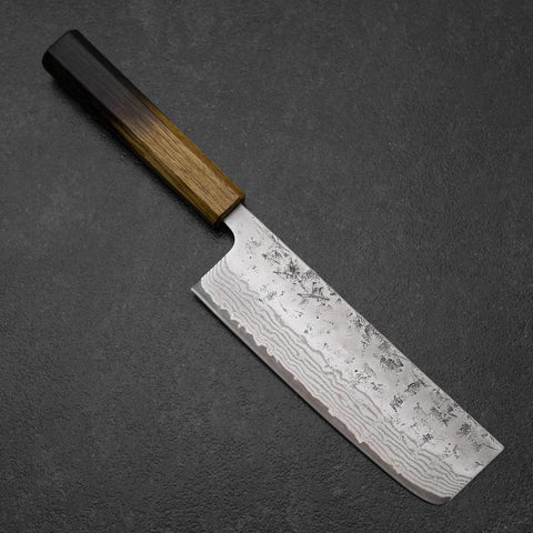 Nakiri Sweden Steel Nashiji Damascus Yaki Urushi Handle 165mm