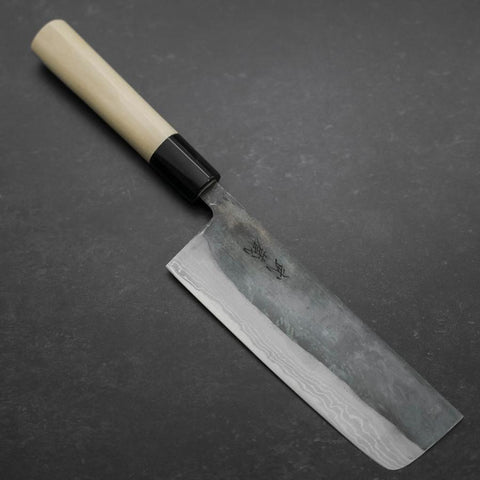 Nakiri V-Toku Kurouchi Damascus Buffalo Magnolia Handle 165mm