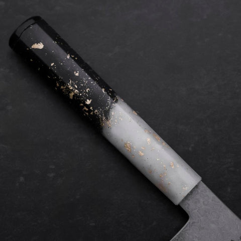 Nakiri VG-10 Damascus Ocean White Black Gold Handle 165mm