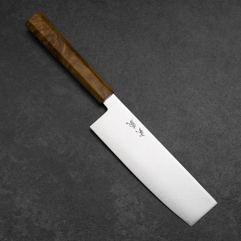 Nakiri VG-10 Damascus Yellow-Brown Birch Handle 170mm