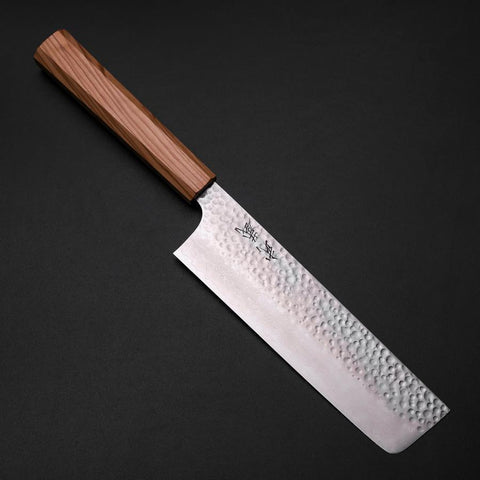 Nakiri VG-10 Mirror Tsuchime Damascus Olive Handle 170mm