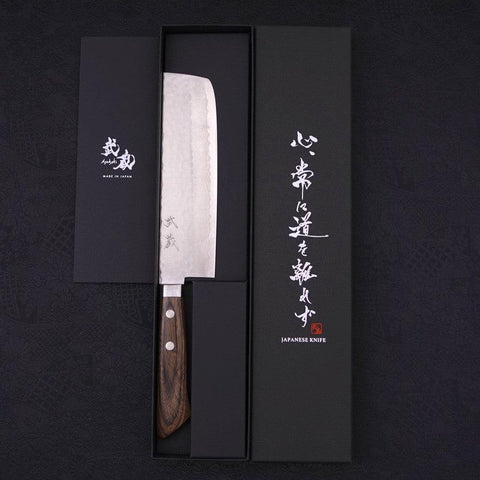 Nakiri VG-10 Tsuchime Damascus Western Brown Handle 165mm