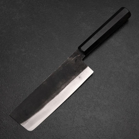 Nakiri White Steel #2 Kurouchi Chokin Sakura-Fuji Buffalo Ebony Handle 165mm