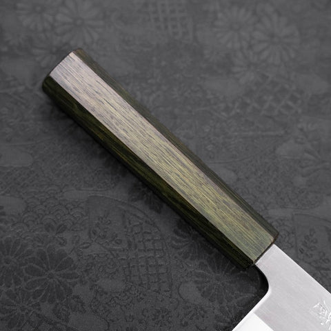 Nakiri White Steel #1 Stainless Clad Polished Green Urushi Handle 165mm