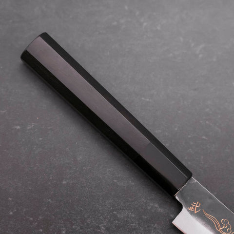 Petty Blue Steel #1 Kurouchi Chokin Auspicious Cloud-Sun Buffalo Ebony Handle 150mm