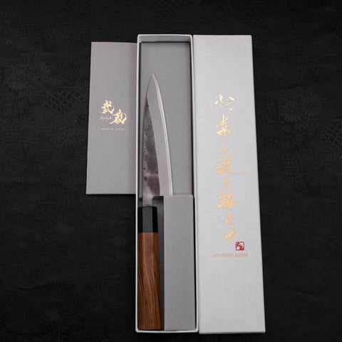 Petty Blue Steel #2 Nashiji Stainless Clad Buffalo Teak Handle 135mm