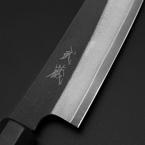 Petty Cobalt Stainless HRC62 Kurouchi Damascus Buffalo Ebony Handle 150mm